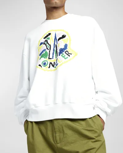 Moncler Logo-embroidered Cotton Sweatshirt In White