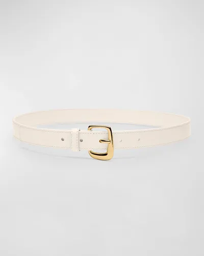 Jacquemus Oval Buckled White Leather Belt In Light Ivory