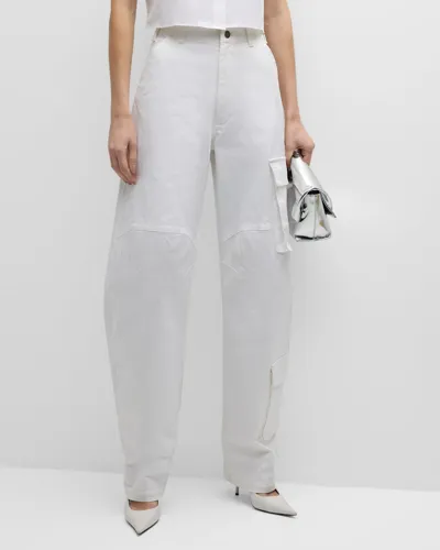 Darkpark Rose Bow-leg Cargo Pants In White