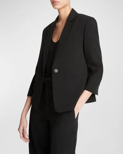 Vince Shrunken Bracelet-sleeve Blazer In Black