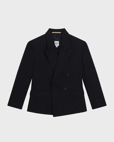 Hugo Boss Kids' Boy's Striped Suit Jacket In Navy