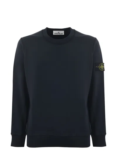 Stone Island Logo Patch Crewneck Sweatshirt In Black