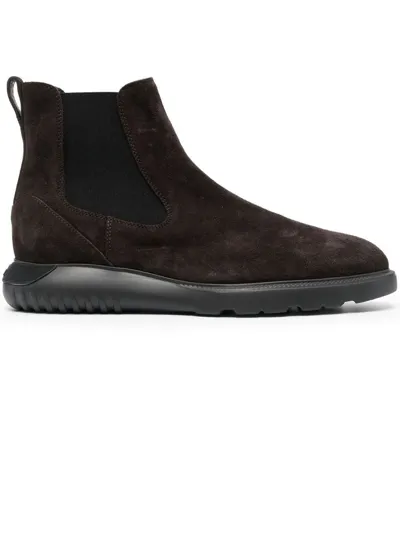 Hogan Brown Leather Ankle Boot