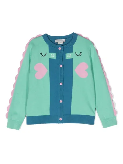 Stella Mccartney Kids' Embroidered Cotton Cardigan In Green