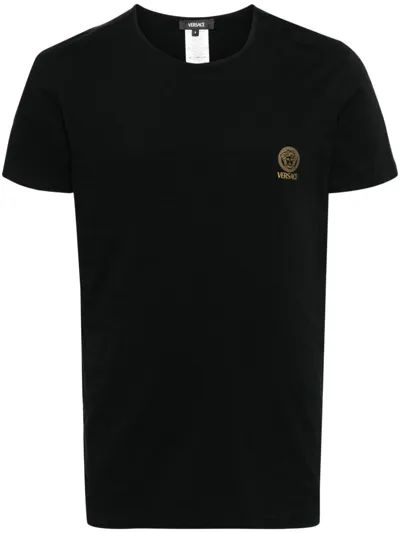 Versace Black Medusa Cotton T-shirt In Black  