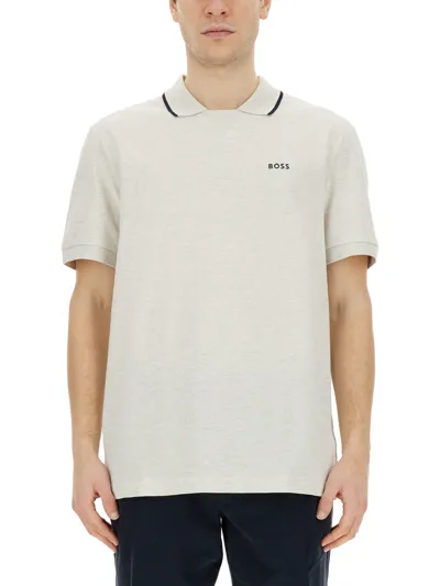 Hugo Boss Boss Polo With Logo In Grey