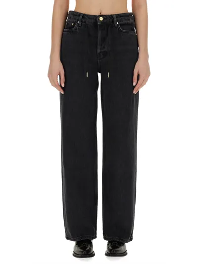 Ganni Jeans With Drawstring In Black