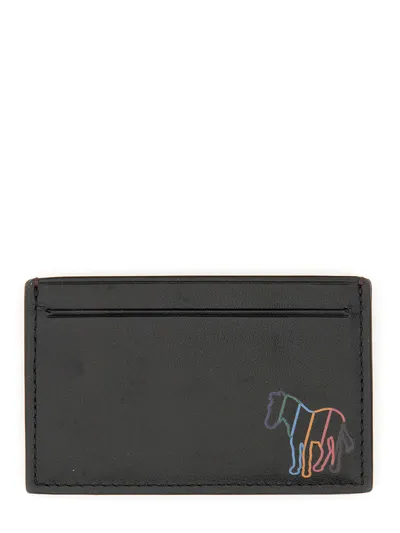 Ps By Paul Smith "board Stripe Zebra" Card Holder In Black