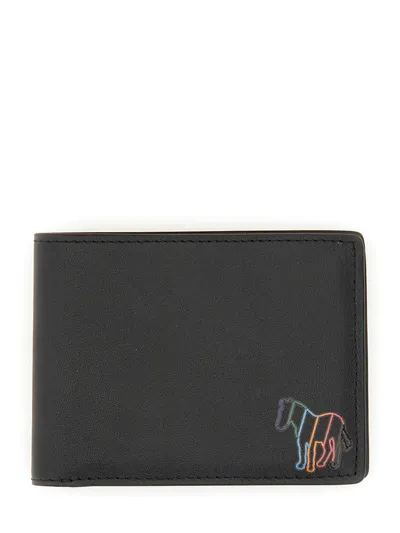 Ps By Paul Smith Bill-fold Wallet Broad Stripe Zebra In Black