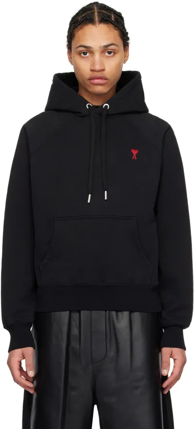 Ami Alexandre Mattiussi Black Cotton V-neck Hoodie