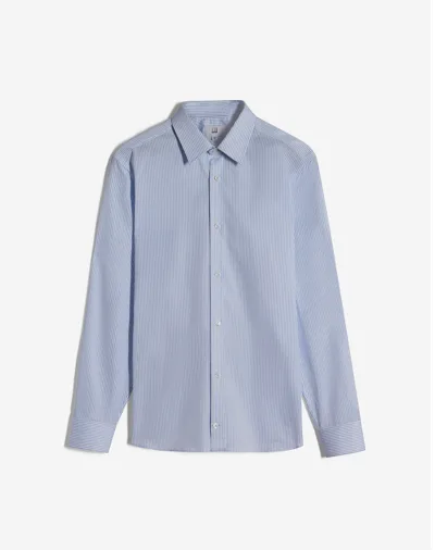 Dunhill Giza Cotton Stripe Point Collar Tailoring Shirt In Blue