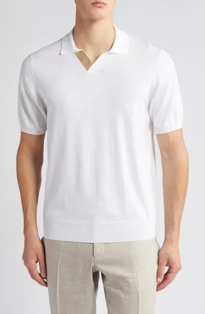 Canali Regular Fit Solid Polo Sweater In White