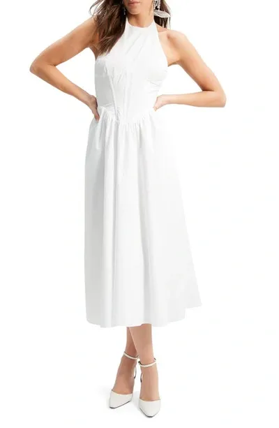 Bardot Kylen Cotton Halter Midi Dress In White