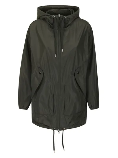 Moncler Melia Hooded Raincoat In Black