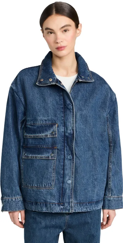 Co Women's Denim Oversized Bomber Jacket In Indigo