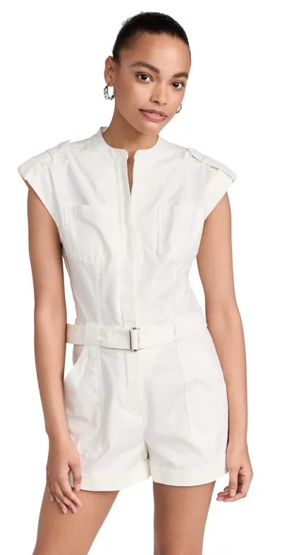 Simkhai Tinka Stretch Cotton Belted Romper In White