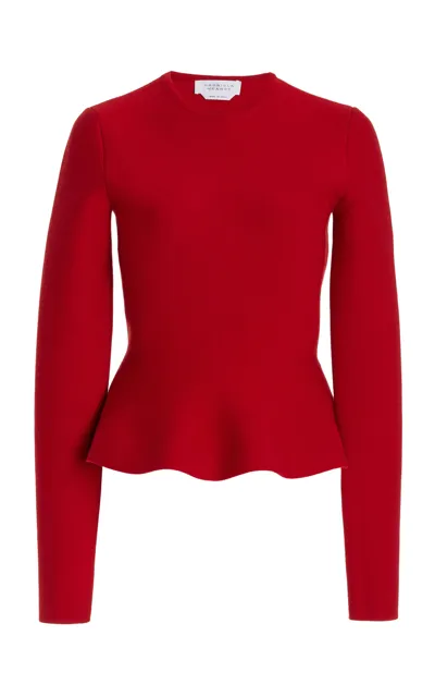 Gabriela Hearst Hegel Peplum Wool Sweater In Red