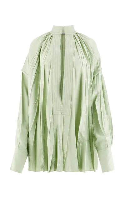 Ferragamo Oversized Satin Top In Green