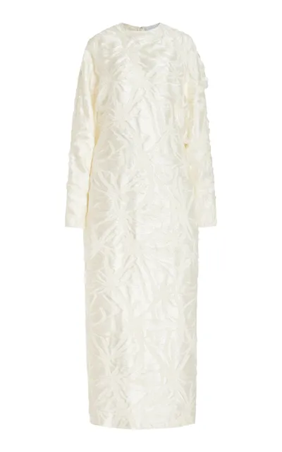 Gabriela Hearst Brighting Textured Silk-wool Maxi Dress In Ivory