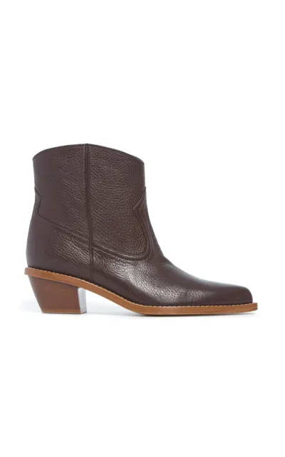 Gabriela Hearst Leduc Leather Ankle Boots In Brown