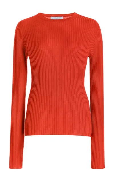 Gabriela Hearst Browning Ribbed Cashmere-silk Sweater In Orange