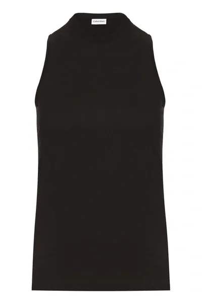 Calvin Klein Sleeveless Round-neck Top In Black