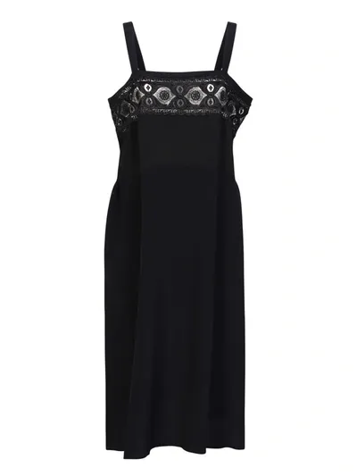 Maison Margiela Embroidered Midi Dress In Black