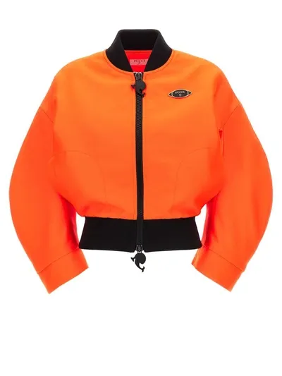 Pucci Neon Logo Bomber Jacket In Orange