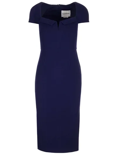 Roland Mouret Wool Cady Midi Dress In Blue