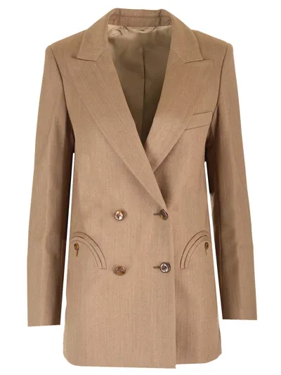 Blazé Milano Kamaxitha Double-breasted Blazer In Brown