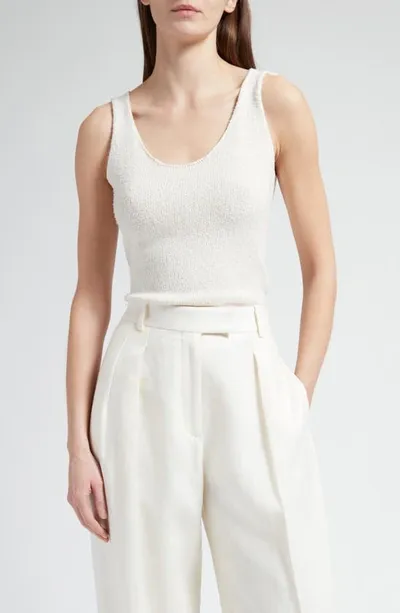 The Row Favana Knit Silk Tank Top In White