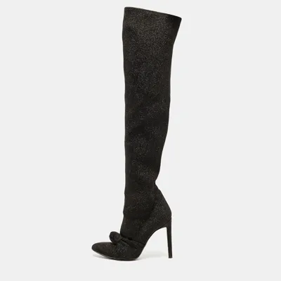 Pre-owned Giuseppe Zanotti Black Glitter Knee Length Boots Size 39