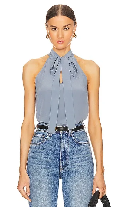 Nili Lotan Zelie Halterneck Top In Blue