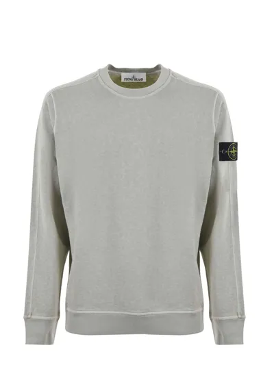 Stone Island Logo Patch Crewneck Sweatshirt In Green