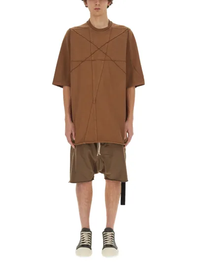 Rick Owens Drkshdw Cotton T-shirt In Brown