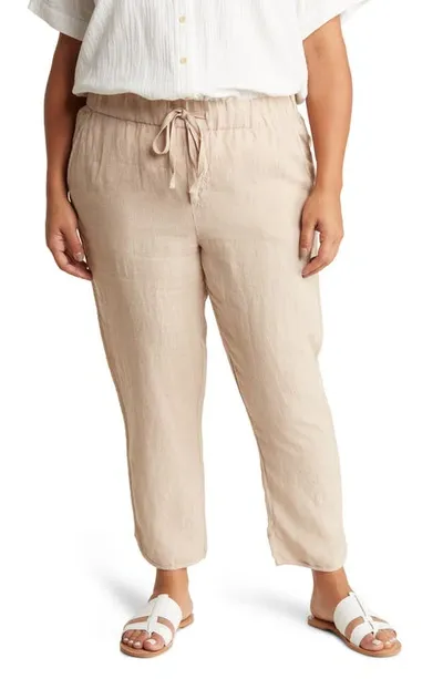 Caslon Tulip Hem Linen Pants In Tan Oxford