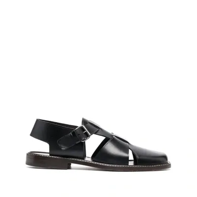 Lemaire Fisherman Leather Sandals In Black