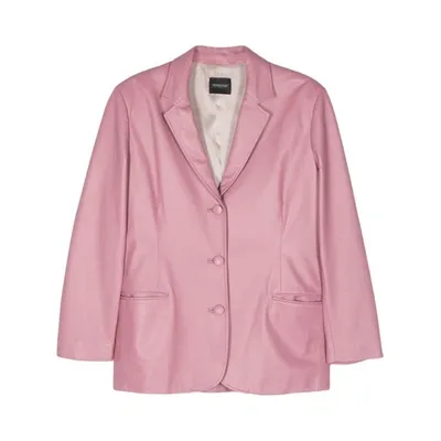 Simonetta Ravizza Single-breasted Leather Blazer In Pink