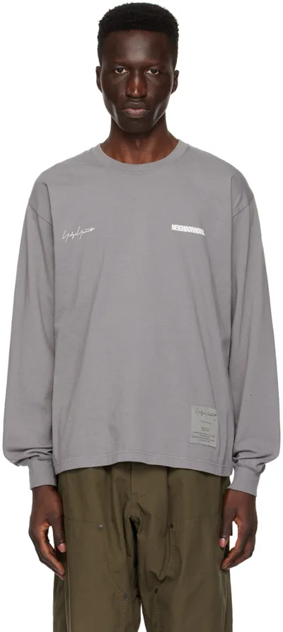 Yohji Yamamoto Gray Neighborhood Edition Long Sleeve T-shirt In 1 Grey