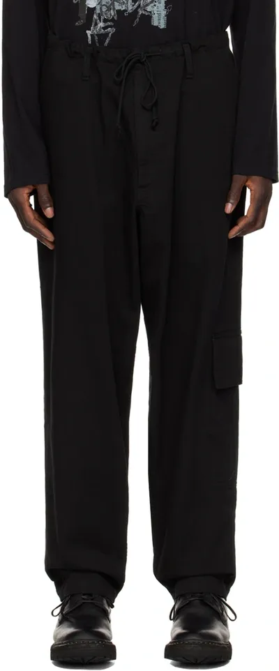 Yohji Yamamoto Black Bellows Pocket Cargo Pants In 3 Black