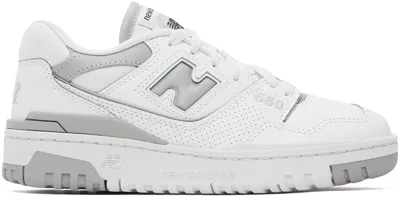 New Balance White & Gray 550 Sneakers