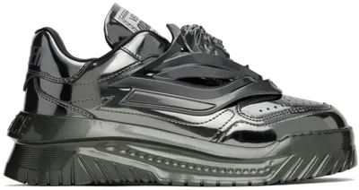 Versace Gunmetal Odissea Sneakers In 1e550-gunmetal