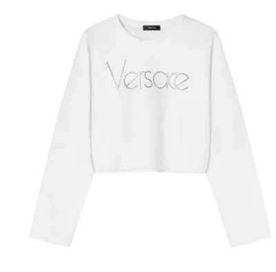 Versace 1978 Re-edition Logo Crop Sweatshirt In White