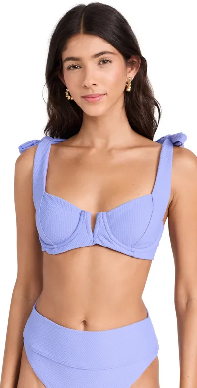 Beach Riot Blair Bikini Top Periwinkle Waffle