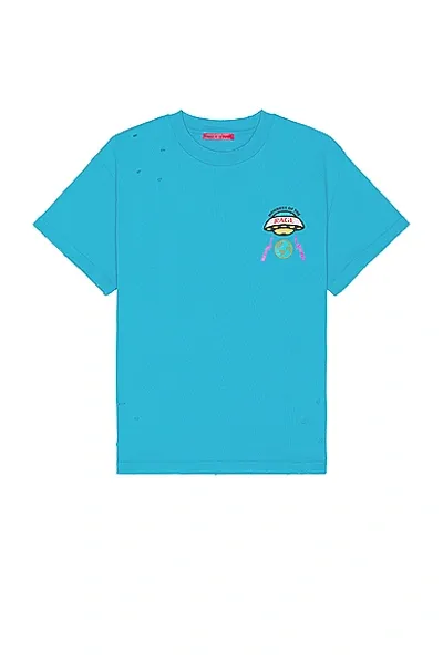 Members Of The Rage Distressed Small Logo T-shirt In Turquoise