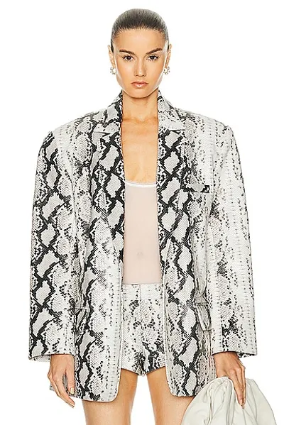 Retroféte Chloe Leather Blazer In Neutral Snake