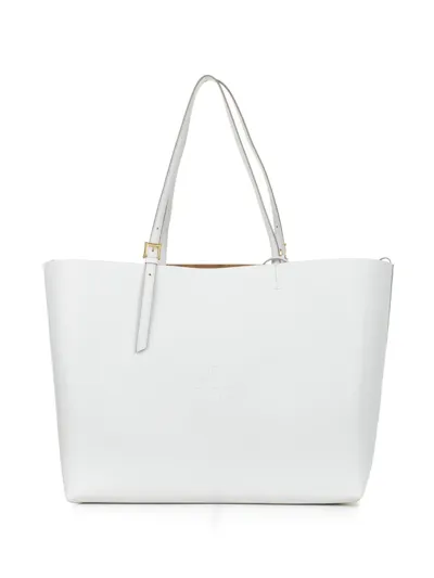 Mcm Logo Debossed Tote Bag In White