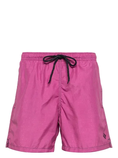 Drumohr Badeshorts Mit Logo-print In Pink