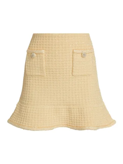 Self-portrait Textured Knit Mini Skirt In Yellow