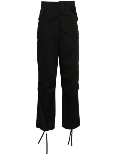 Msgm Cotton Cargo Trousers In Black